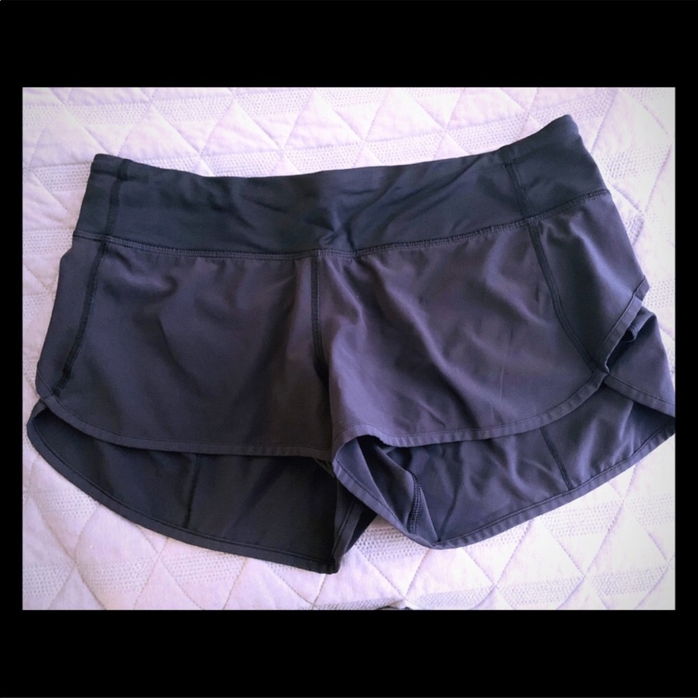 black lululemon speed up shorts. size 8.
